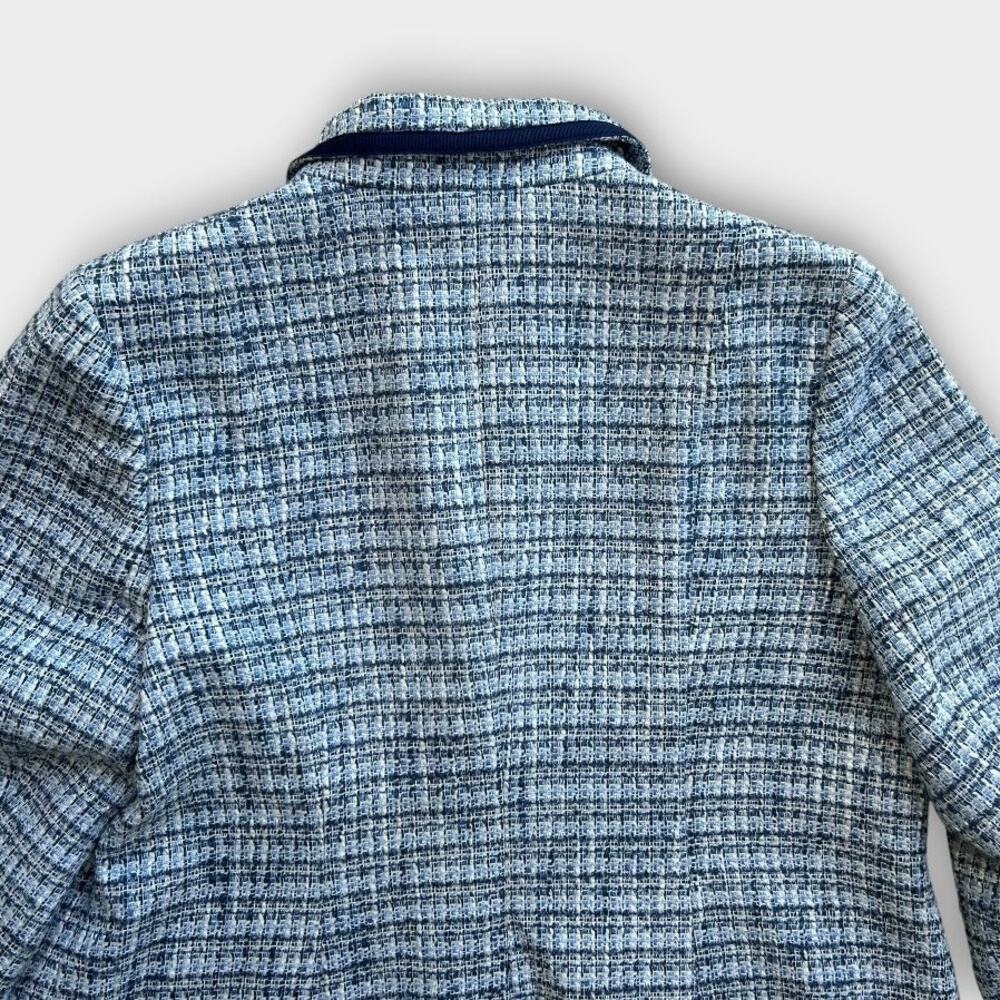 Talbots Tweed Blazer Jacket Women's Size 16 Blue White Bouclé Classic Preppy - Picture 11 of 13